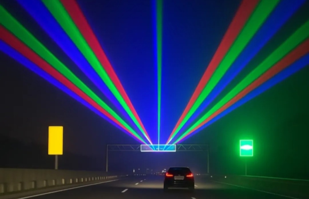 Cegah Pengemudi Ngantuk, China Pasang Lampu Laser Warna-warni di Jalan Tol