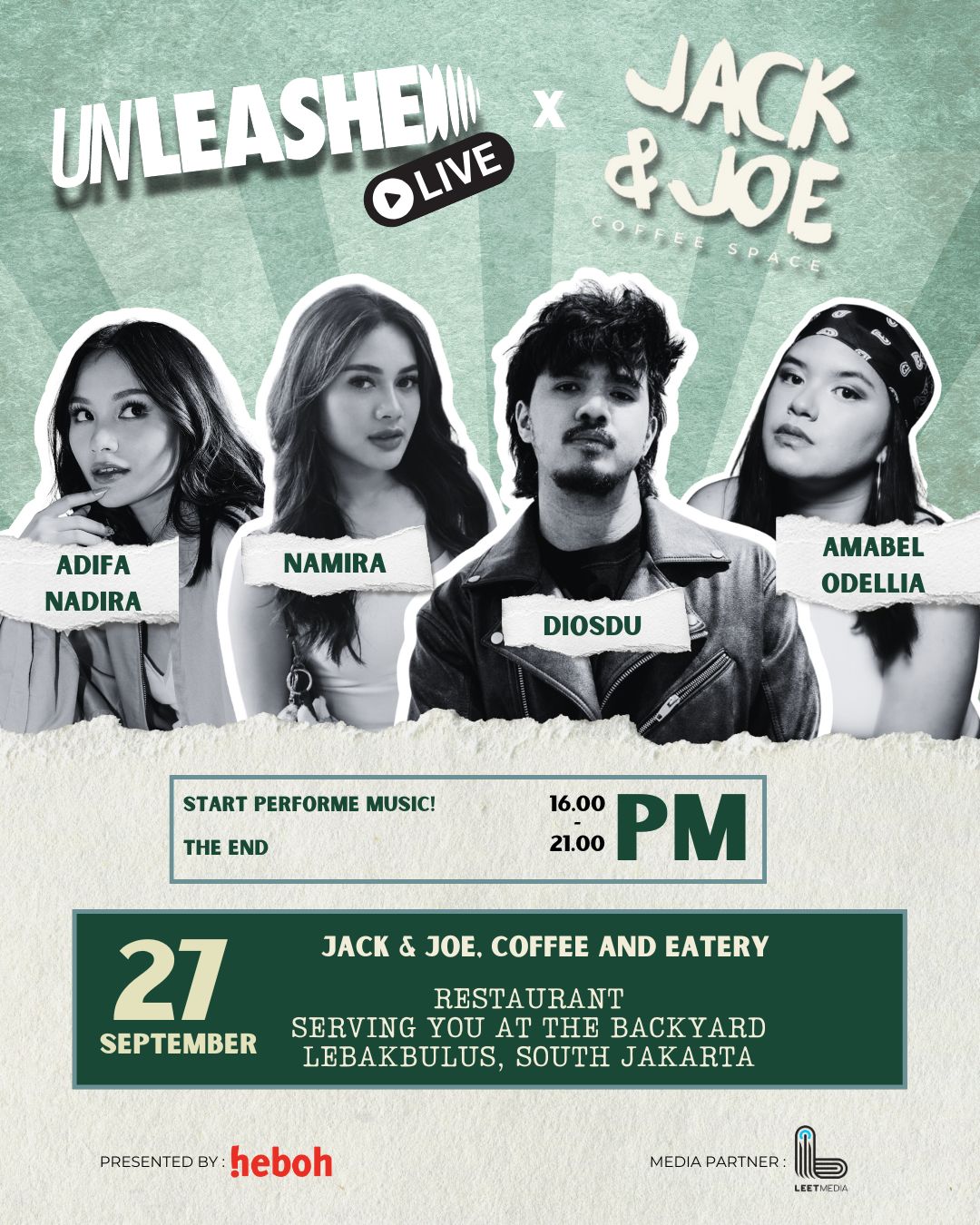 Diosdu, Namira, Adifa Nadira, dan Amabel Odellia Bakal Tampil Malam Minggu ini di Hidden Spot Cafe Jaksel. Free Entry!